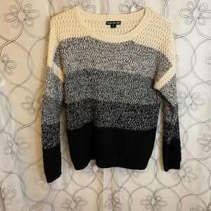 Women's Double Zero Off White Gray Black Sweater Long Sleeve Size Small
